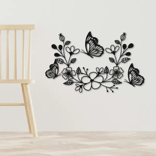 3 mariposas con flores - Image 2