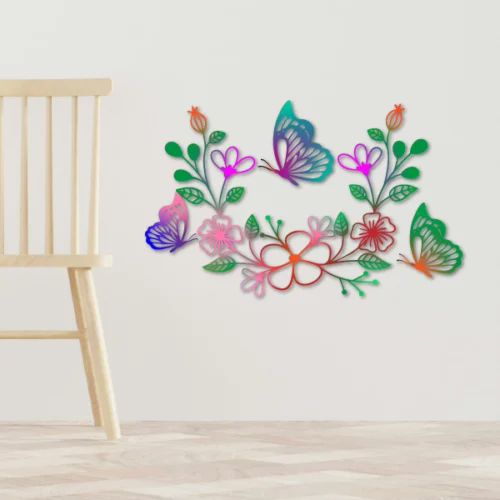 3 mariposas con flores