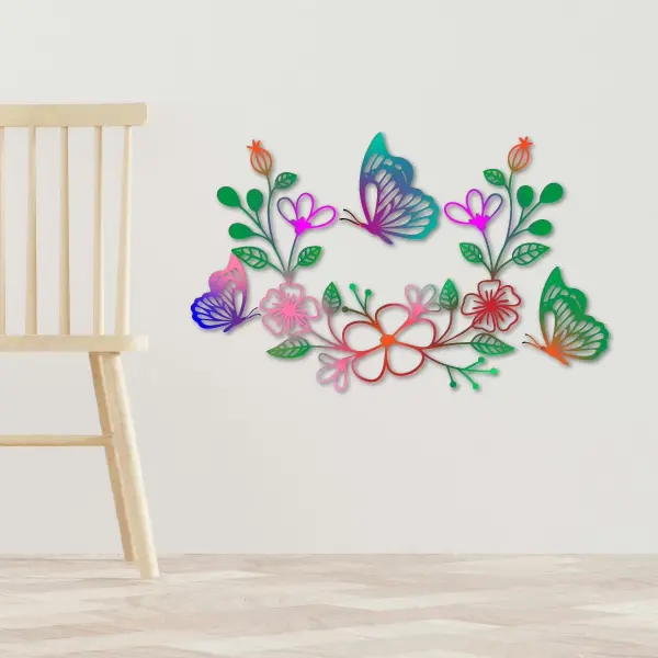 3 mariposas con flores