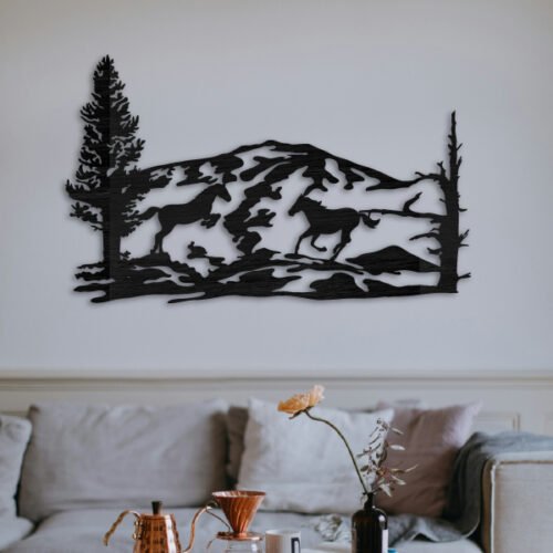 Pareja caballos fuera de marco