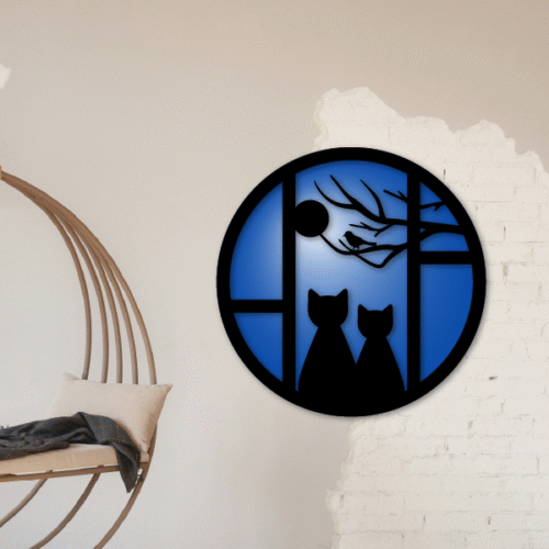 Gatos en ventana circular