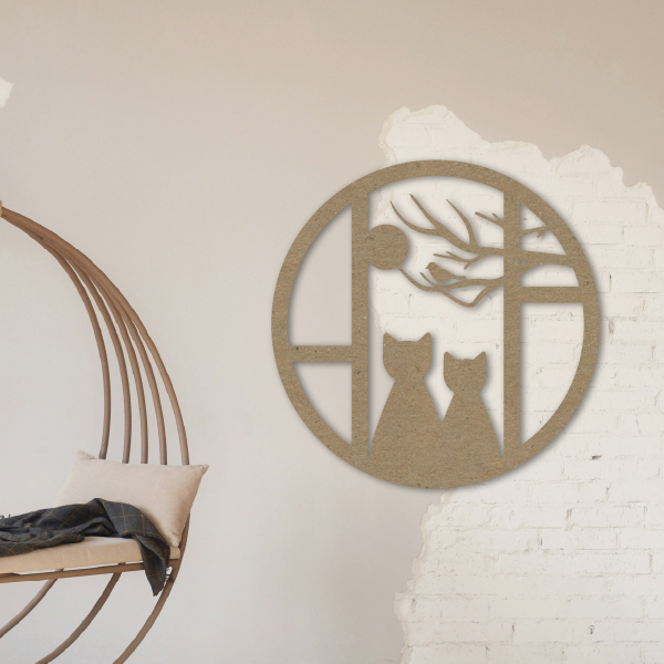 Gatos en ventana circular - Image 4