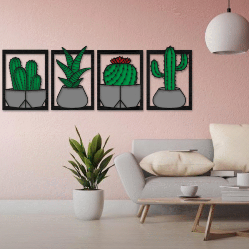 Set de cactus en macetas
