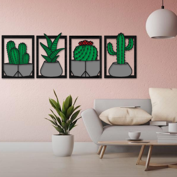 Set de cactus en macetas