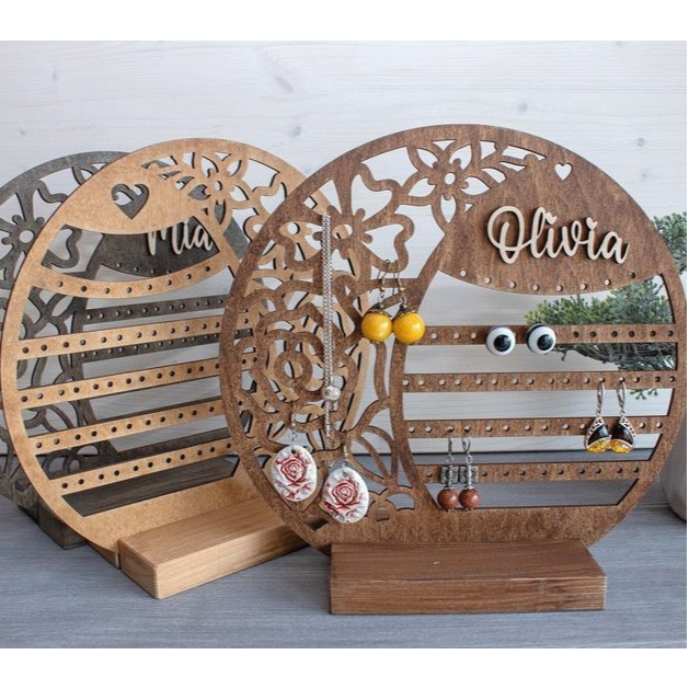 Stand de aretes circular con nombre